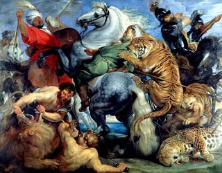 Chasse au tigre et au lion